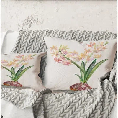 Design Art Square,blossoming Hyacinth In Spring - Traditional Printed Throw Pillow In Green;green
