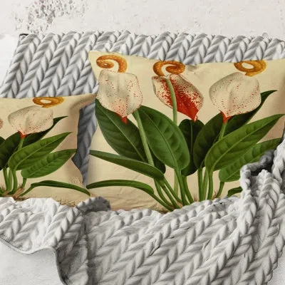 Design Art Square,retro Flowers I - Farmhouse Printed Throw Pillow In Green;red;green;red