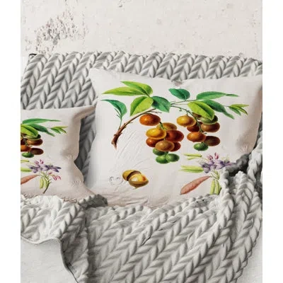Design Art Square,vintage Fruits Iii - Farmhouse Printed Throw Pillow In Green;orange