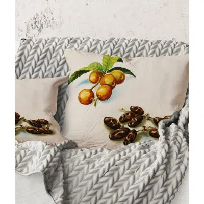Design Art Square,vintage Fruits Iv - Farmhouse Printed Throw Pillow In Brown;orange