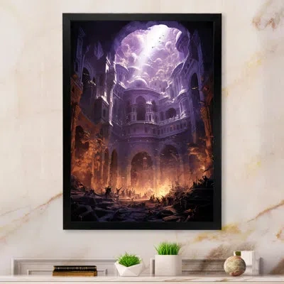 Design Art St. Pauls Passage Damascus Purple - Christianity Wall Art Living Room In Black Single Picture Frame