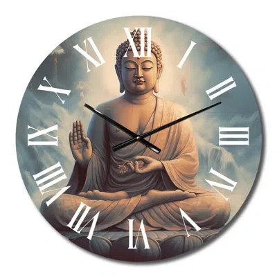 Design Art Statue Of Buddha Metal Wall Clock In White