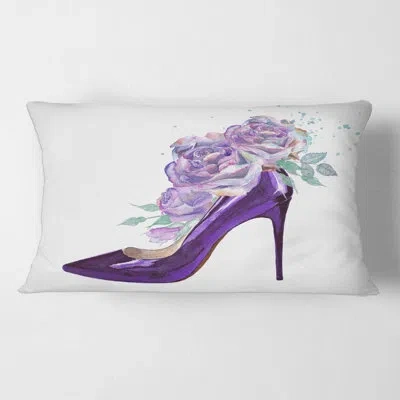 Design Art Stiletto Shoe With Roses Rectangular Pillow Cover & Insert