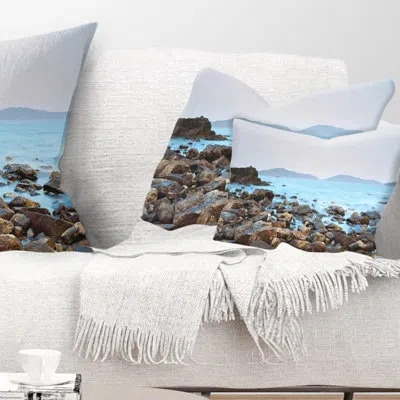 Design Art Stones On Shore Of Port Shelter Hk - Sea & Shore Printed Pillow