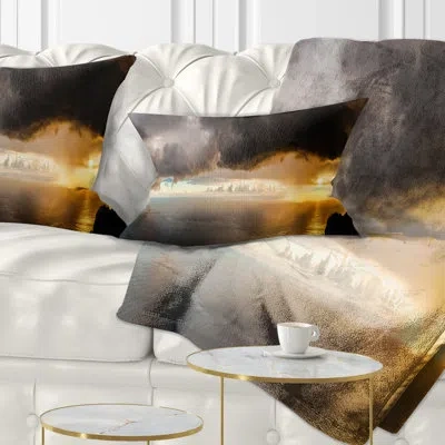 Design Art Storm Dark Could At Sunset - Landscape Printed Pillow