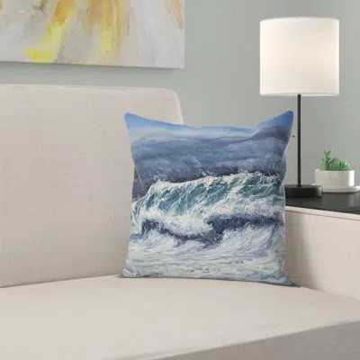 Design Art Storm In Ocean - Sea & Shore Printed Pillow In Blue;black;brown;green;red;yellow