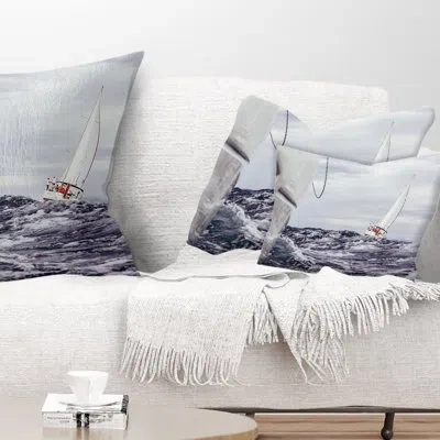 Design Art Storm While Sailing - Sea & Shore Printed Throw Pillow