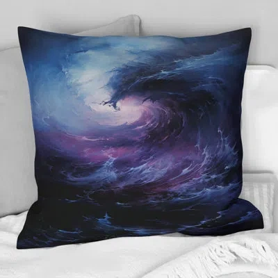 Design Art Storm Whirling Fury - Storms Printed Throw Pillow In Purple
