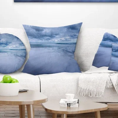 Design Art Stormy Clouds Over Ocean - Sea & Shore Printed Pillow In Blue