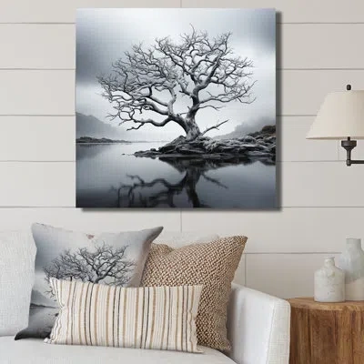 Design Art Stormy Grays Tree Emotions On Canvas Print In Wrapped Canvas