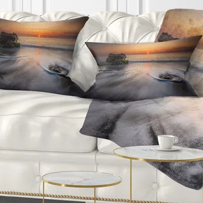Design Art Stormy Sea With Rushing White Waves - Sea & Shore Printed Throw Pillow