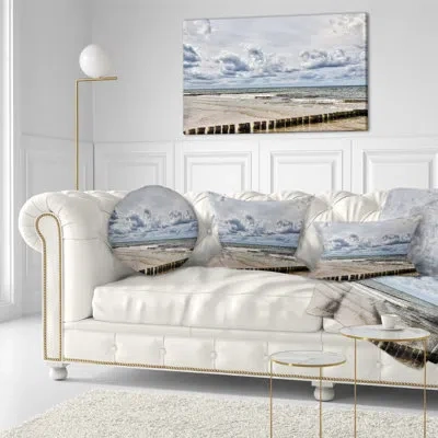 Design Art Stormy Weather In Hiddensee Sea - Sea & Shore Printed Pillow