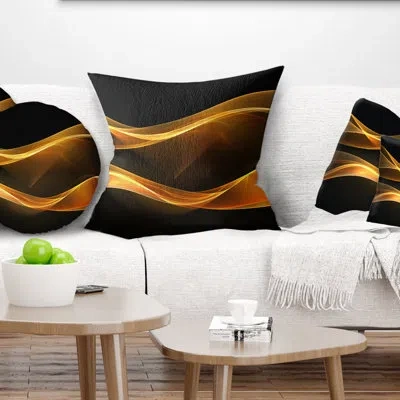 Design Art Straight Pink Waves - Abstract Printed Pillow