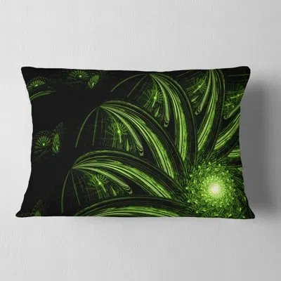 Design Art Strange Green Flower - Floral Printed Throw Pillow