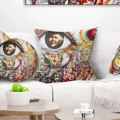 Design Art Street Art In Asilah Village - Street Art Printed Throw Pillow In Gray;red