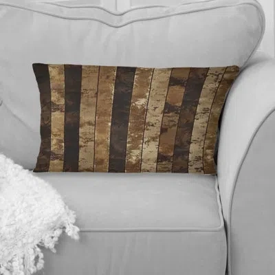 Design Art Stripe - Glam Lumbar Pillow In Brown