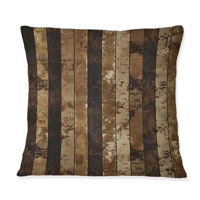 Design Art Stripe - Glam Throw Pillow In Brown