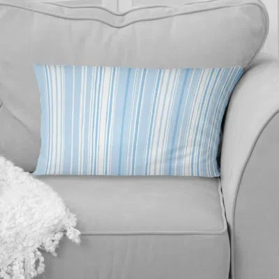 Design Art Stripe Magic Ii - Glam Lumbar Pillow In Blue;white