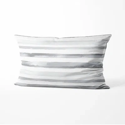 Design Art Striped Decorative Throw Pillow - Modern Gray And White Mist Stripes Printed Cushion In White;gray