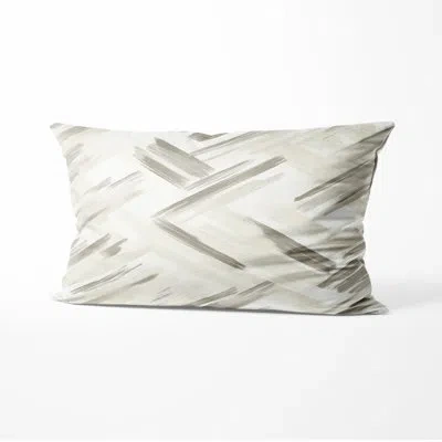 Design Art Striped Sofa Throw Pillow - Modern Grey Stripes Printed Cushion In Gray;cream
