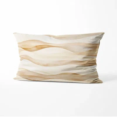 Design Art Striped Throw Pillow - Coastal Beige Sahara Sand Dune Lines Printed Cushion