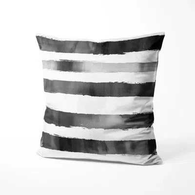 Design Art Striped Throw Pillow - Modern Black And White Smoke Lines Printed Cushion In Black;white