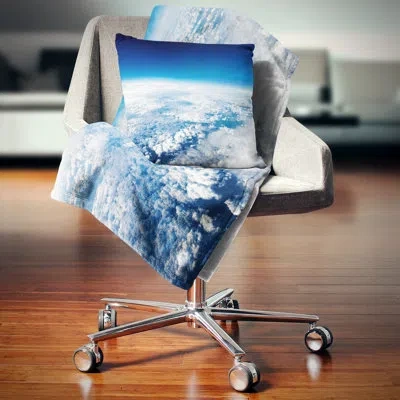 Design Art Stunning View From Airplane - Landscape Printed Pillow In Blue;black;brown;green;red;yellow
