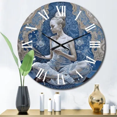 Design Art Stylish Cyber Girl Influencer Wall Clock In Blue