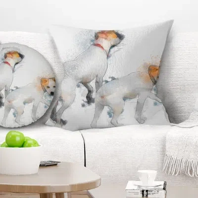 Design Art Stylish White Dogs Walking - Animal Printed Pillow