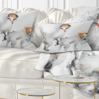 Design Art Stylish White Dogs Walking - Animal Printed Throw Pillow