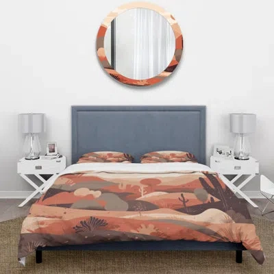 Design Art Sublime Desert Simplicity Beddingmicrofiber / Polyester Duvet Cover Set In Brown;orange