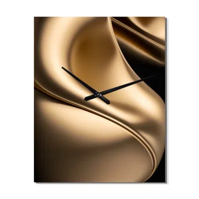 Design Art Subtle Sophistication In Exquisite I - Abstract Liquid Ink Modern Wall Clock In Black;gold
