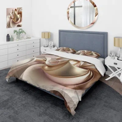 Design Art Subtle Sophistication In Exquisite Pink And Gold Ii Beddingmicrofiber / Polyester Duvet Cover Set In Yellow;pink