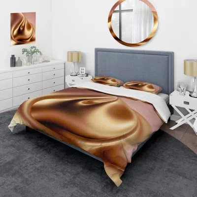 Design Art Subtle Sophistication In Exquisite Pink And Gold Iii Beddingmicrofiber / Polyester Duvet Cover Set In Yellow;pink