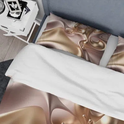 Design Art Subtle Sophistication In Exquisite Pink And Gold X Beddingmicrofiber / Polyester Duvet Cover Set In Yellow;pink