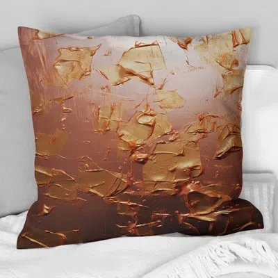 Design Art Sudden Joy Mystical Abstraction Pink And Gold - Abstract Painting Printed Throw Pillow In Pink;gold