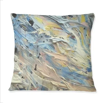 Design Art Summer Memories Abstract In White And Blue - Abstract Painting Printed Throw Pillow In Blue;white