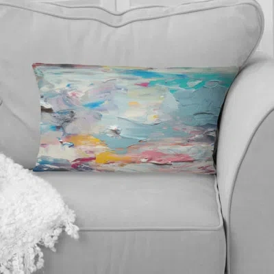 Design Art Summer Memories Abstract In White And Blue I - Abstract Painting Printed Throw Pillow In Blue;white