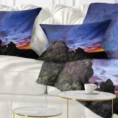 Design Art Summer Night Sky Landscape Photography Lumbar Pillow In Blue
