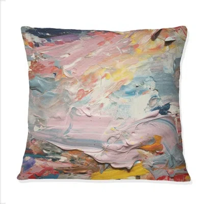 Design Art Summer Pastel Groove Abstract Expressionism - Abstract Painting Printed Throw Pillow In Blue;pink