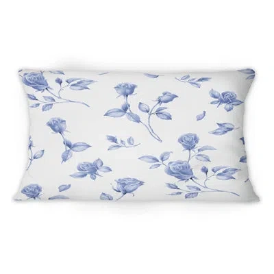 Design Art Summertime Garden Flowers English Roses Floral Lumbar Pillow