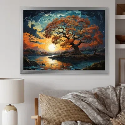 Design Art Sunrise Charm Liquid Art - Sunrise Sunset Framed Canvas Prints In Silver Picture Framed
