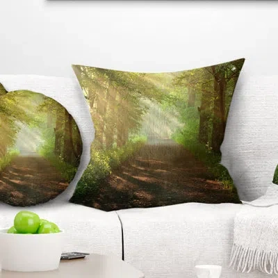 Design Art Suns Peeks Into Forest - Landscape Printed Pillow