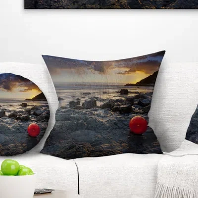 Design Art Sunset At Livorno Italy - Landscape Printed Pillow
