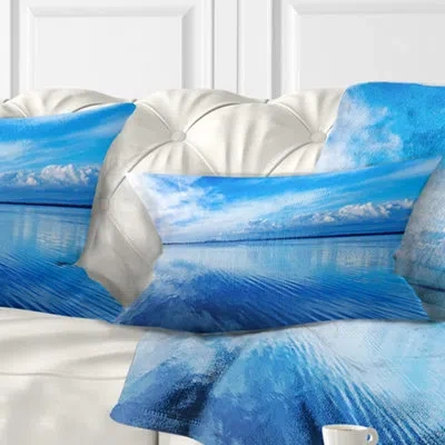 Design Art Sunset Blue Panoramic Landscape - Landscape Printed Throw Pillow