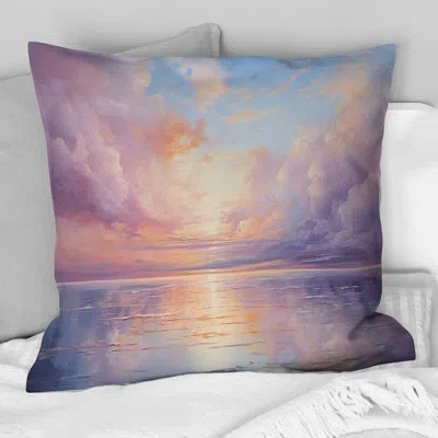 Design Art Sunset Cotton Candy Skies Ii - Sunset Printed Throw Pillow In Pink