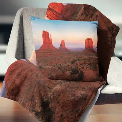 Design Art Sunset In Monument Valley - Landscape Printed Pillow In Multi-color