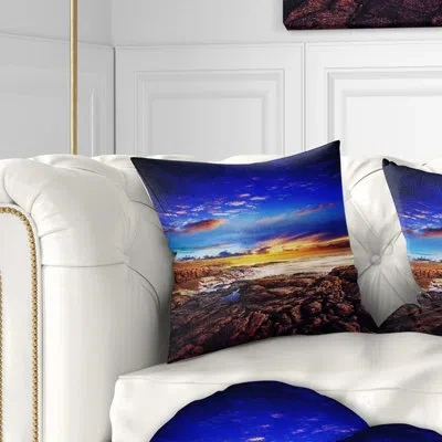 Design Art Sunset Over The Ocean - Sea & Shore Printed Pillow