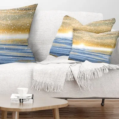 Design Art Sunset Over The Sea With Snow Skyline Photography Lumbar Pillow In Blue