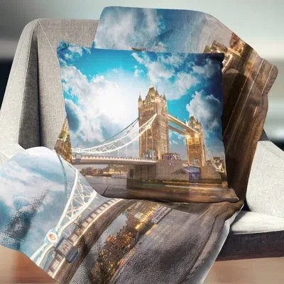 Design Art Sunset Over Tower Bridge - Cityscape Printed Pillow